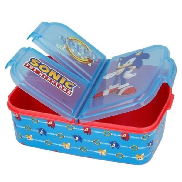 Snackbox - Sonic - 3 fack - Blå - Rektangulär - Kompatibel med diskmaskin