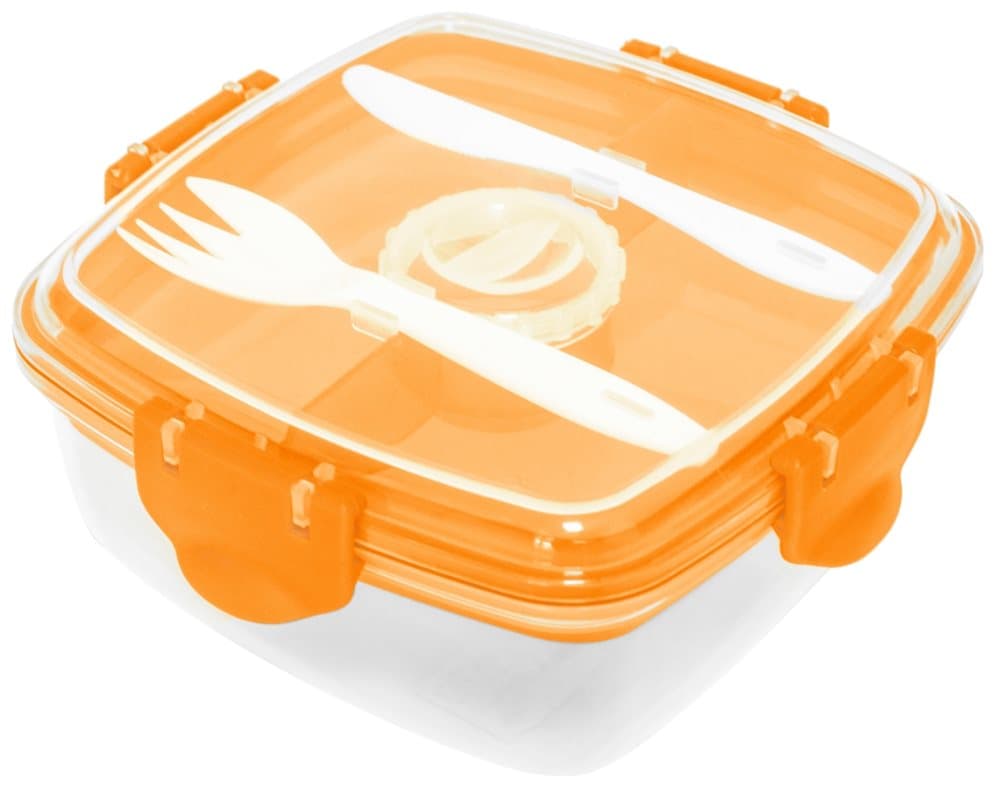 Lunch box med bestick, orange