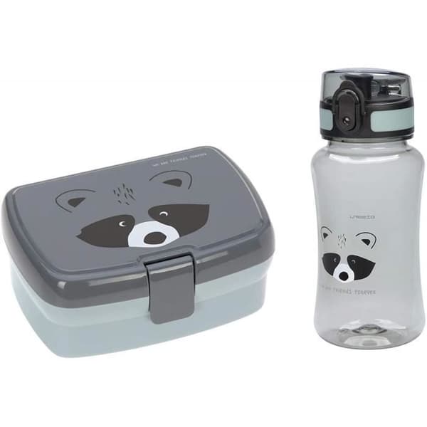 Frukostset - LÄSSIG - Om Vänner - Tvättbjörn - 460 ml - Barn - Grå