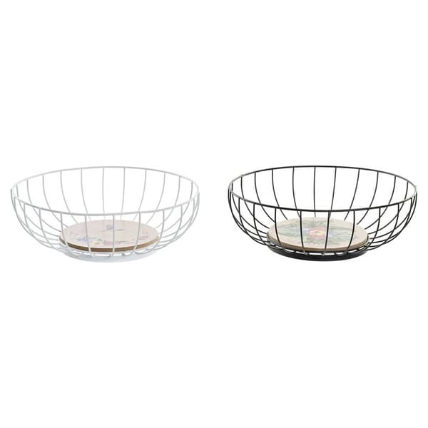 Fruktskål DKD Home Decor Multicolour Metall Trä MDF 28 x 28 x 11 cm (2 antal)