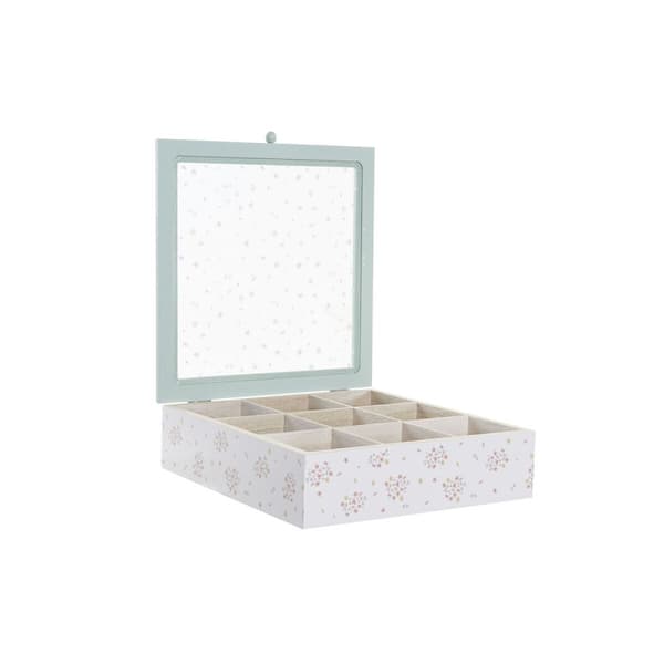 Låda för örtte DKD Home Decor Gul Röd Grön Metall Glas Trä MDF 3 Delar 24 x 24 x 7 cm