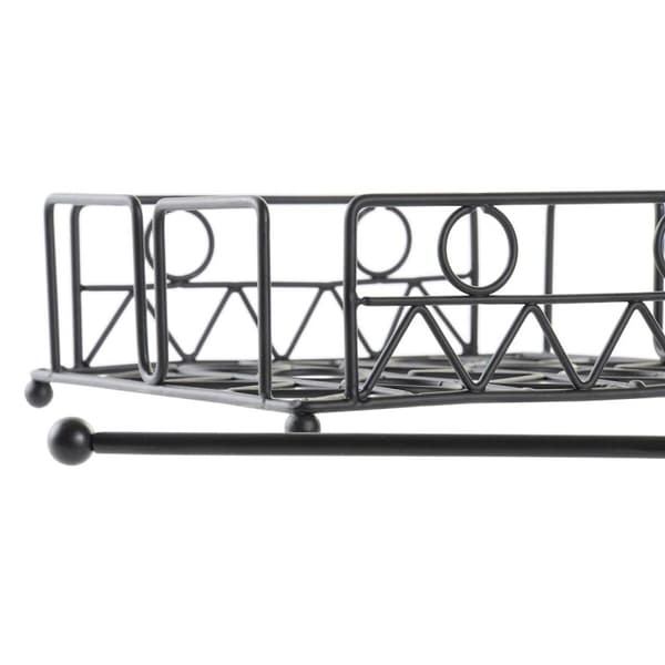 Servetthållare DKD Home Decor Geometrisk Svart Metall 18 x 18 x 7 cm