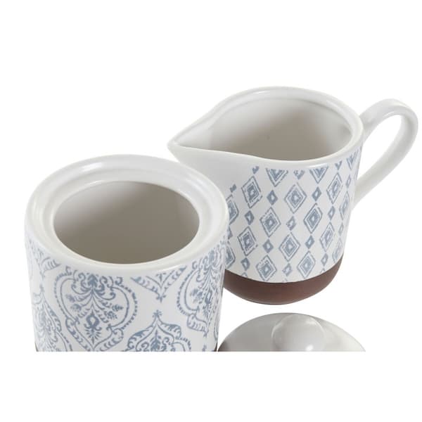 Sockerströare DKD Home Decor Blå Vit Brun Stengods 12,5 x 6,5 x 8 cm (2 pcs)