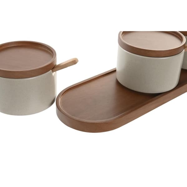 Sockerströare DKD Home Decor Brun Beige Gummiträ 29 x 10 x 7 cm