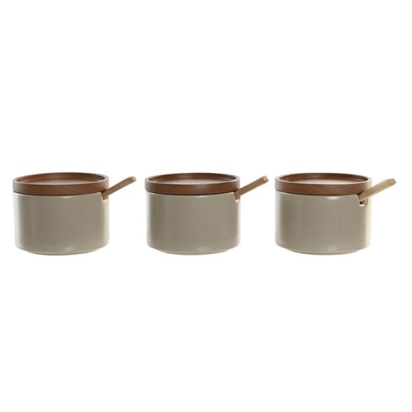 Sockerströare DKD Home Decor Brun Beige Gummiträ 29 x 10 x 7 cm