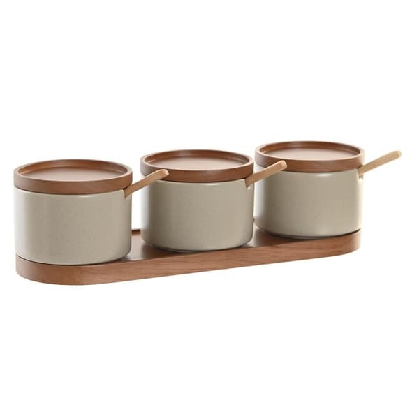 Sockerströare DKD Home Decor Brun Beige Gummiträ 29 x 10 x 7 cm