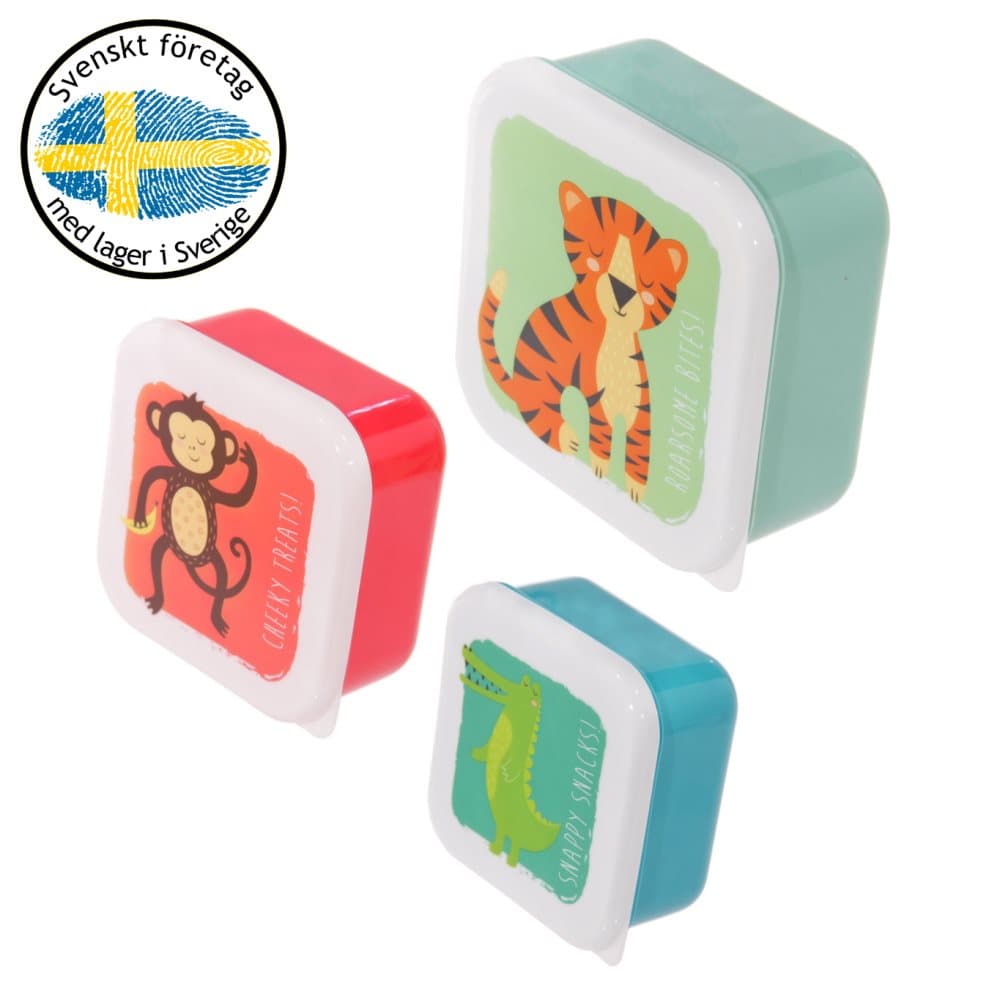 Set med 3 Lunch Lådor - Zoo Djur