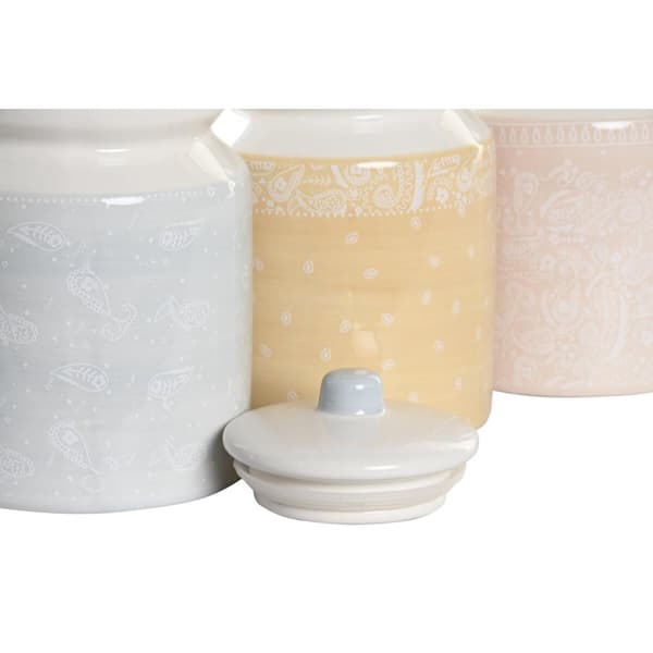 Purkki DKD Home Decor 12 x 12 x 16 cm Sininen Pinkki Keltainen Dolomite Shabby Chic (3 osaa)