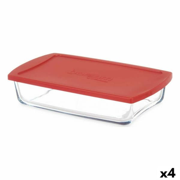 Lunchlåda Pasabahce Borcam Röd Transparent Borosilikatglas 1,3 L (4 antal)
