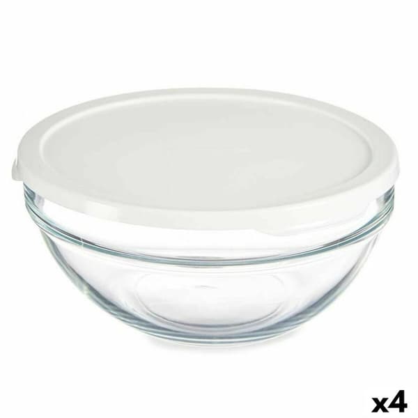 Rund matlåda med lock Pasabahce Chefs Vit 1,7 L 21 x 9 x 21 cm (4 antal)