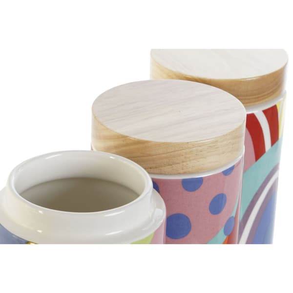 Burk DKD Home Decor Multicolour Naturell Bambu Dolomite 1 L 10 x 10 x 16 cm (3 antal)