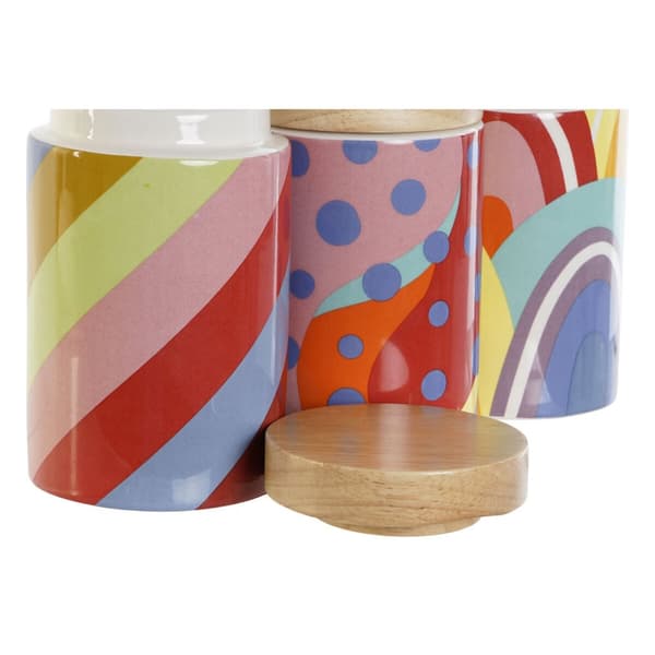 Burk DKD Home Decor Multicolour Naturell Bambu Dolomite 1 L 10 x 10 x 16 cm (3 antal)
