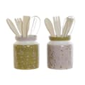 Pikkukuva 1 / 4: Ruukku keittiövälineille DKD Home Decor Metalli Dolomite Puu MDF 12 x 12 x 25 cm (2 osaa)