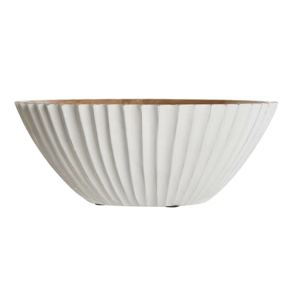 Salatskål DKD Home Decor Hvid Natur Mangotræ 30 x 30 x 12 cm
