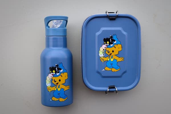Bamse lunchlåda för barn i stål - blå