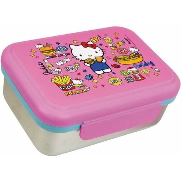Fun House Hello Kitty Retro Food barnmatlåda - rosa - 6,5x17x13,5 cm