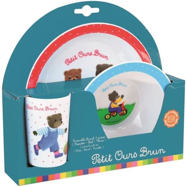 Fun House Petit Ours Brun måltidsset med 1 tallrik, 1 glas och 1 skål för barn