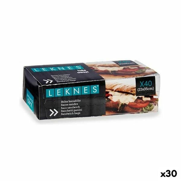 Set med återanvändningsbara livsmedelspåsar 22 x 35 cm Polyetylen (30 antal)