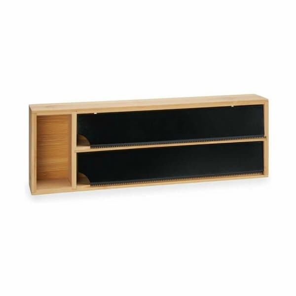 Pappersdispenser Kinvara JWKW-5153 (2) Svart Naturell Bambu Rostfritt stål 40 x 7 x 13 cm Double (8 antal)