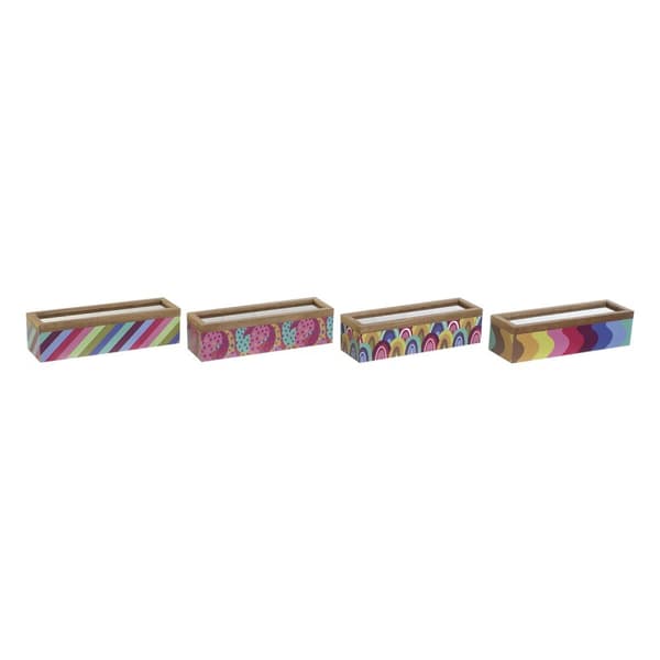 Låda för örtte DKD Home Decor Vit Multicolour Trä MDF (4 antal)
