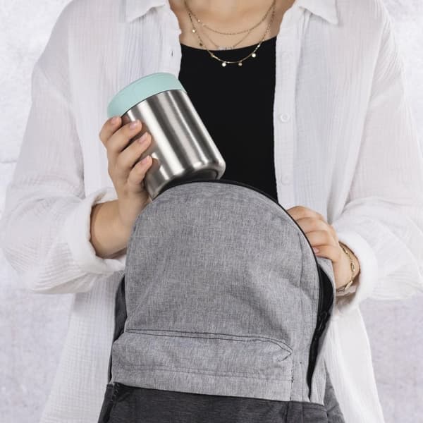 Xavax Stainless Steel Thermal Mug, 500 ml, Leak-proof Soup Mug, pastel blue