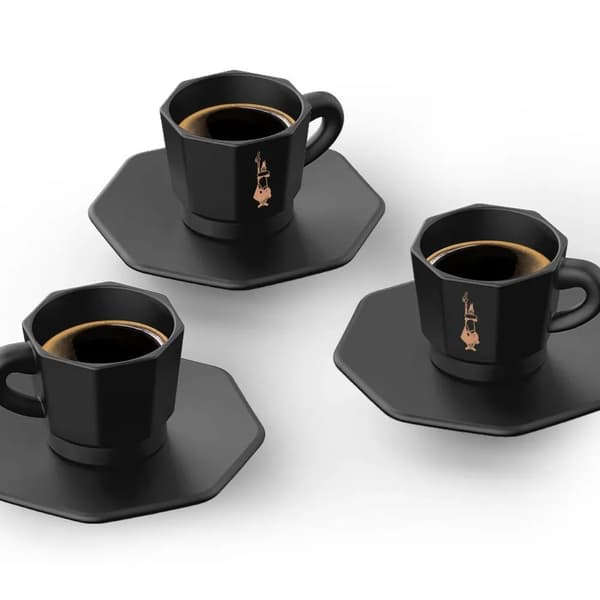 Sæt med 4 kopper BIALETTI PERFETTO MOKA Porcelæn 4x 75 ml Sort