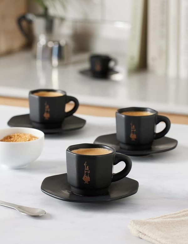 Sæt med 4 kopper BIALETTI PERFETTO MOKA Porcelæn 4x 75 ml Sort