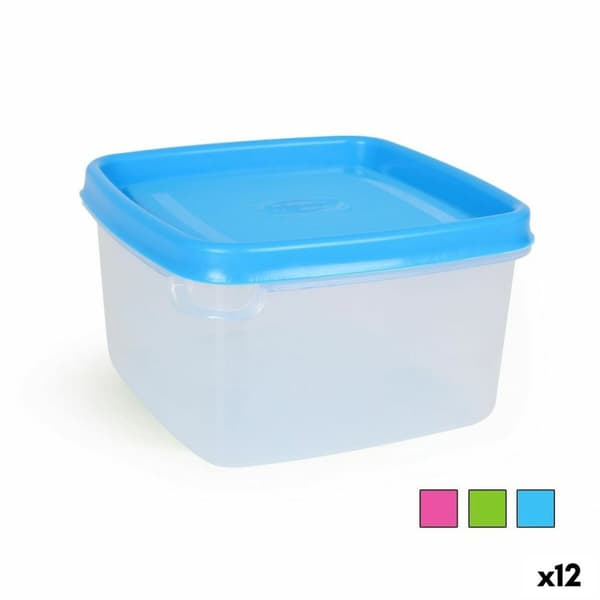 Suorakulmainen eväsrasia kannella 500 ml Neliö 12 x 12 x 7 cm (12 osaa)