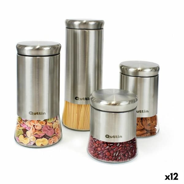 Blik Quttin Stål Glas 11,5 x 11,5 x 23,5 cm (12 enheder) (1700 ml)