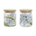 Miniatyrbild 1 av 3: Burk DKD Home Decor Blå Vit Grön Naturell Silikon Bambu Borosilikatglas 700 ml 10 x 10 x 13 cm (2 antal)