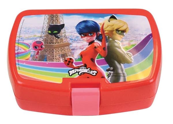 Miraculous - 006082 - FUN HOUSE Nyckelpiga SNACK Box för barn H.6.5 x L.17 x D.13.5 cm, Röd, Normal