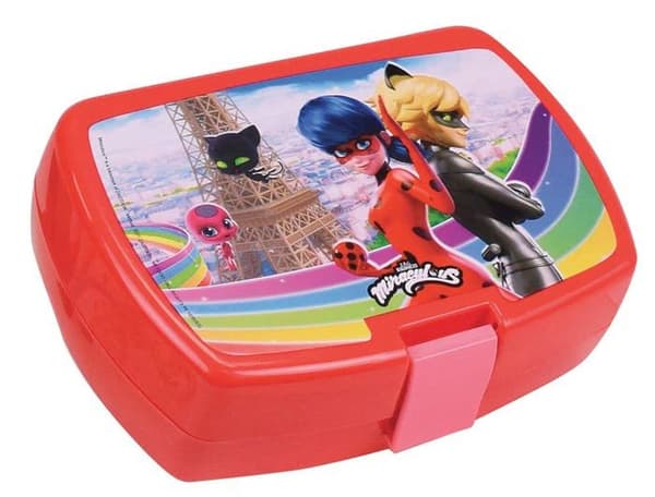 Miraculous - 006082 - FUN HOUSE Nyckelpiga SNACK Box för barn H.6.5 x L.17 x D.13.5 cm, Röd, Normal