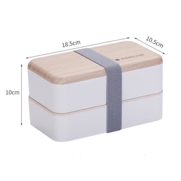 Bento Box - Premium - Vit - 2 lufttäta behållare - Bestick ingår - Mikrovågskompatibel