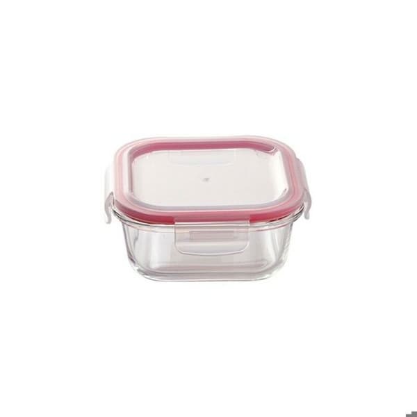 Bergner Lunchbox Set Q4052 Röd fyrkantig borosilikatglas (3 st)