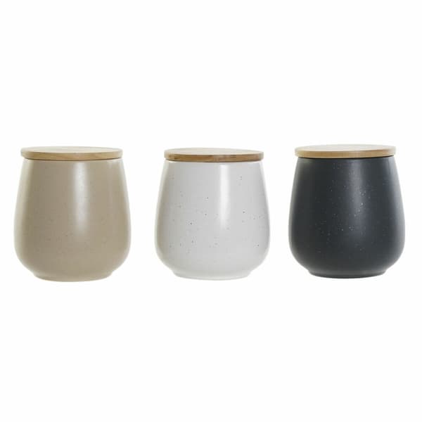 Burk DKD Home Decor Vit Beige Mörkgrå 10 x 10 x 13 cm (3 antal)