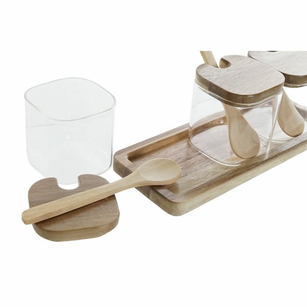 Sæt med 3 Dåser DKD Home Decor Multifarvet Gennemsigtig Natur 150 ml 20,5 x 8 x 1,5 cm