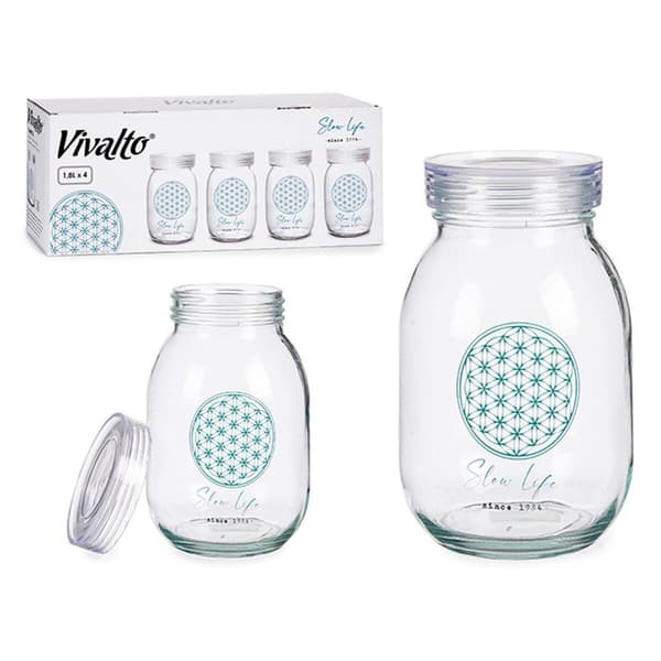 Purkki Vivalto Slow Life Läpinäkyvä 1,8 L (4 osaa)