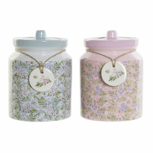 Purkki DKD Home Decor Gėlės 15,5 x 15,5 x 21 cm (2 osaa)