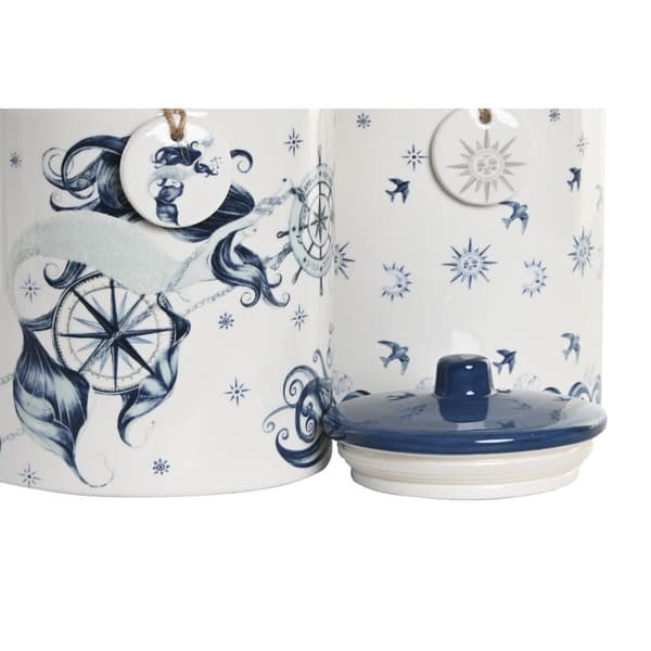 Blik DKD Home Decor Blå 15 x 15 x 21 cm Hvid Dolomite (2 enheder)