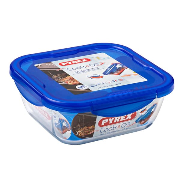 Ilmatiivis eväsrasia Pyrex Cook & go 21 x 21 x 9 cm Sininen 1,9 L Lasi (6 osaa)