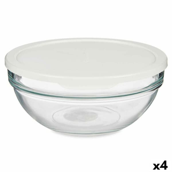 Rund matlåda med lock Pasabahce Chefs Vit 1,135 L 17,2 x 7,6 x 17,2 cm (4 antal)