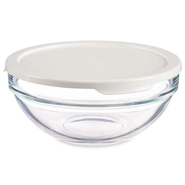 Rund madkasse med låg Pasabahce Chefs Hvid 595 ml 14 x 6,3 x 14 cm (6 enheder)