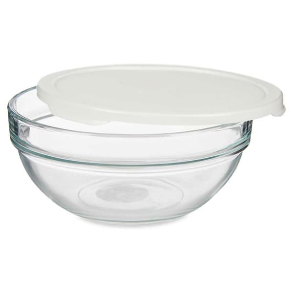 Rund madkasse med låg Pasabahce Chefs Hvid 1,135 L 17,2 x 7,6 x 17,2 cm (4 enheder)