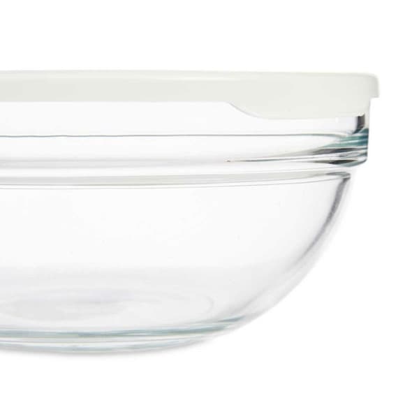 Rund madkasse med låg Pasabahce Chefs Hvid 1,135 L 17,2 x 7,6 x 17,2 cm (4 enheder)