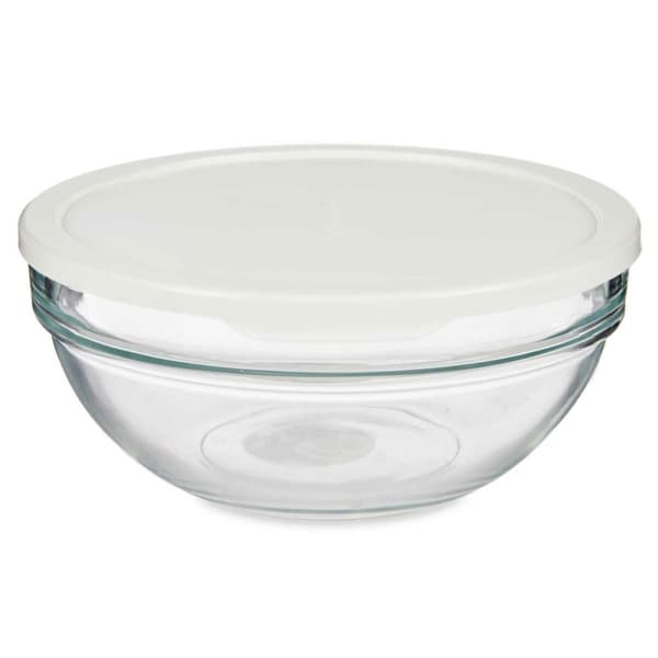 Rund madkasse med låg Pasabahce Chefs Hvid 1,135 L 17,2 x 7,6 x 17,2 cm (4 enheder)