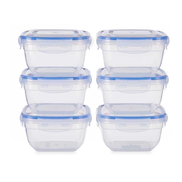 Madkassesæt Hermetisk Blå Gennemsigtig Plastik 900 ml 14,5 x 8,5 x 14,5 cm (8 enheder)