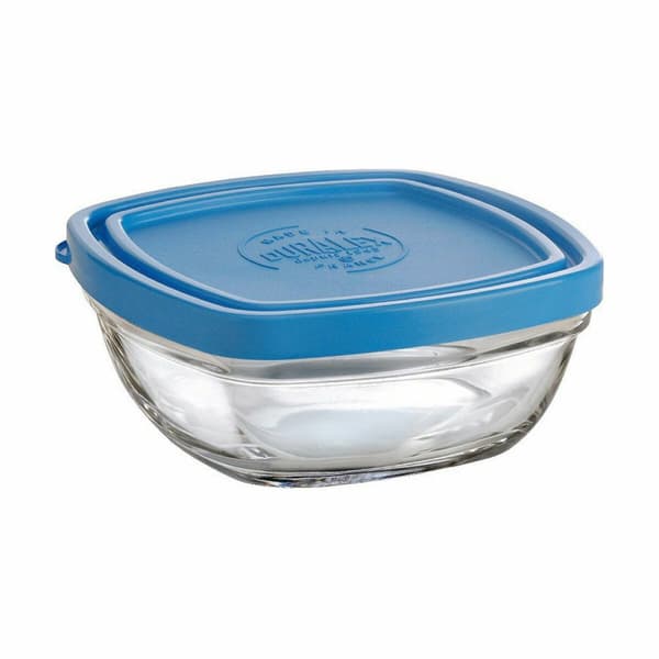 Firkantet madkasse med låg Duralex FreshBox Blå 300 ml 11 x 11 x 5 cm (12 enheder)