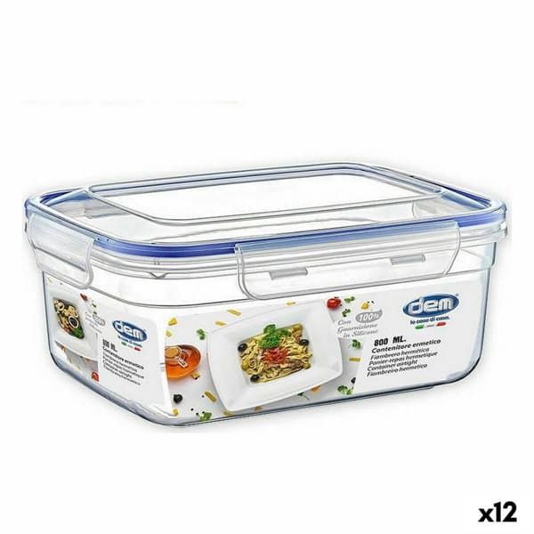Hermetisk madkasse Dem Rektangulær 800 ml 17 x 13 x 8 cm (12 enheder)