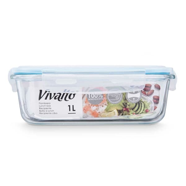 Lunchlåda Vivalto 90549 Transparent Silikon Borosilikatglas 1 L 22 x 7 x 16,5 cm (12 antal)