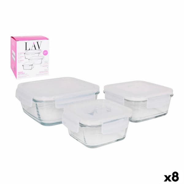 Lunchlådor, set 3 LAV Glas (8 antal) (3 pcs)
